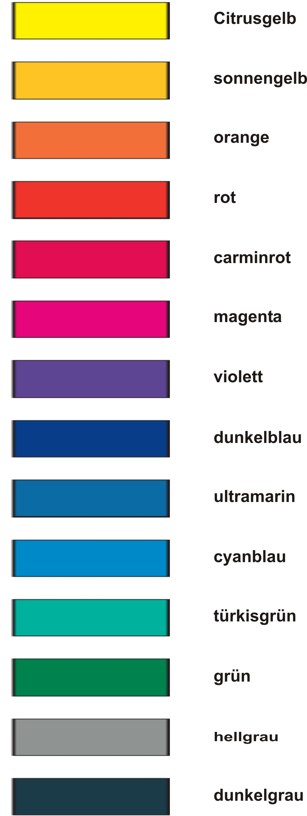 Auswahl Druckfarben